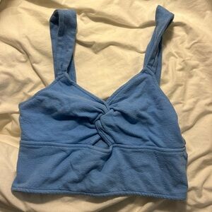 Madewell light blue crop top tank top